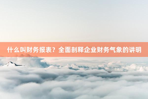 什么叫财务报表？全面剖释企业财务气象的讲明